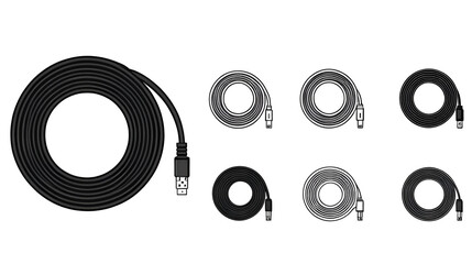 Fiber cable vector black set icon. Isolated black set icon fibre wire. Vector illustration fiber cable on white background.