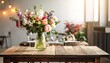 © Tukiran - Colorful floral arrangement on rustic wooden table