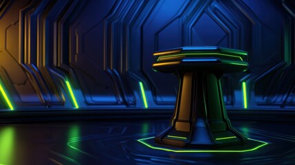 Wall Mural - futuristic illuminated pedestal in a high-tech environment with vibrant neon accents and sleek desig