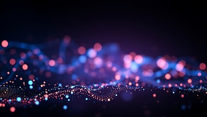 Futuristic data visualization with glowing blue particles on a dark background, symbolizing advanced technology.