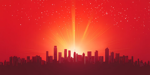 Wall Mural - sunrise over the cityscape