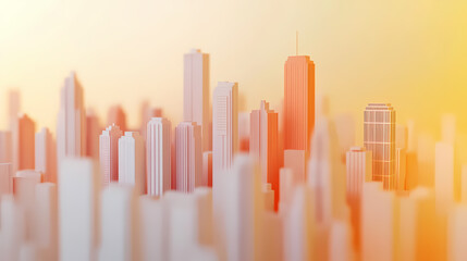 Wall Mural - Modern City Skyline in Pastel Hues