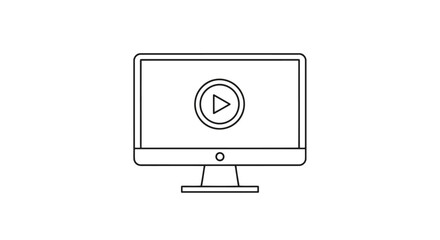 Computer monitor with a play button icon