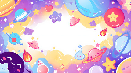 flat vector comic style background cute galaxy