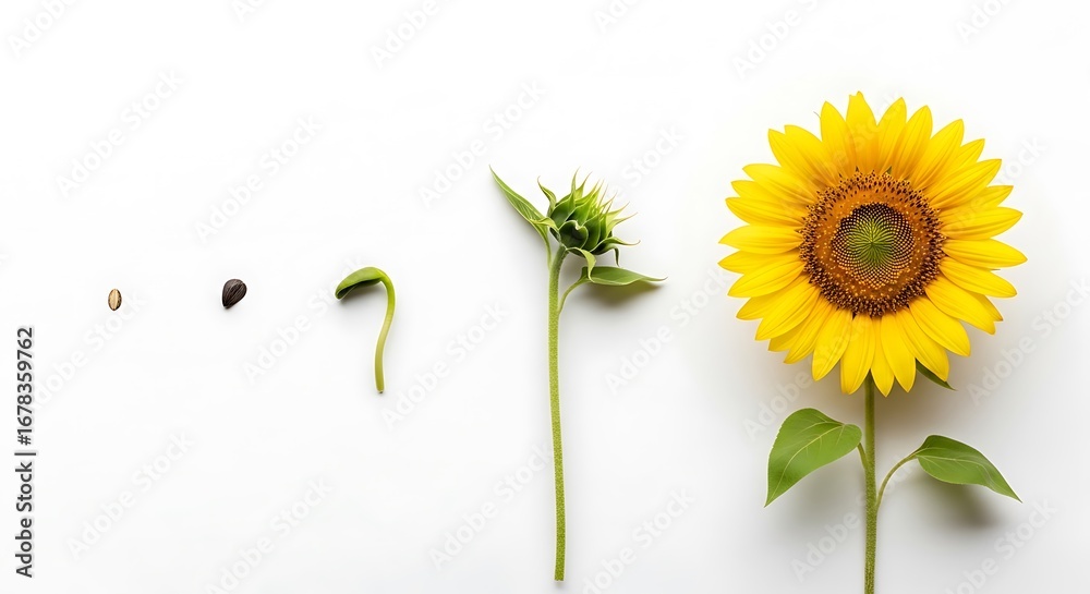 Sunflower growth stages from seed to bloom Stock Photo | Adobe Stock