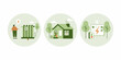© John Lee - Modern illustration of home energy efficiency and management with three circular panels depicting concepts