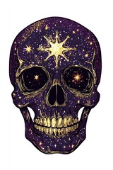 Wall Mural - A gothic vector illustration of an isolated gothic skull celestial mystical art.