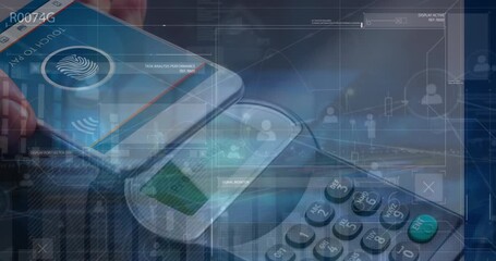 Wall Mural - animation of digital interface over credit card