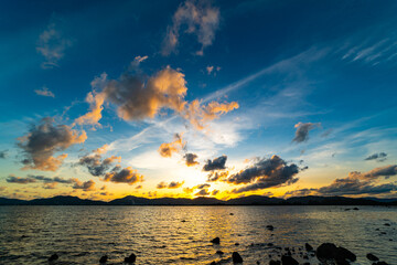 Wall Mural - Beautiful sunset or sunrise clouds background,Sky nature composition,Amazing natural clouds sky background