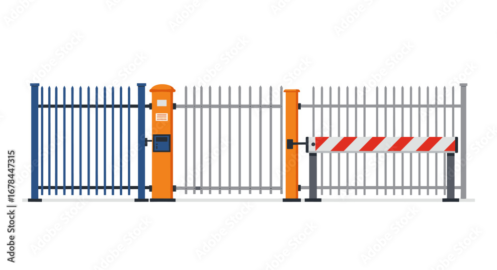 Modern security gates with barriers and access control system Stock ...