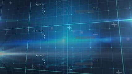 Wall Mural - Animation of molecules data processing and globe in blue space