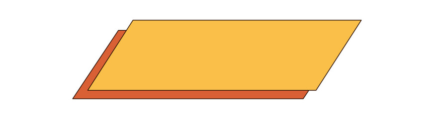 Wall Mural - Retro groovy geometric rectangle shape in flat style. Abstract yellow and orange shape forms bold y2k groovy element. Modern geometric rectangle adds vintage graphic accent for creative contemporary