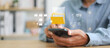 © Smile Studio AP - Privacy protection, secret secured lock, safety or security to archive file or document. Person holding lock document file folder with padlock.