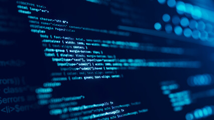 Code, HTML, php web programming source code. Cjding, programming, development concept. Abstract code background