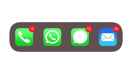 Wall Mural - Mobile app alert icons overlay display rising animated notifications