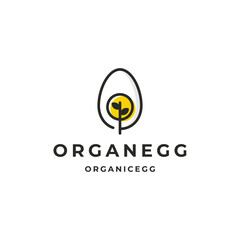 Wall Mural - Minimalist organic egg logo featuring a sprout inside an egg shape, modern vector design.