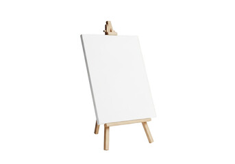 Wooden easel with blank canvas isolated on transparent background