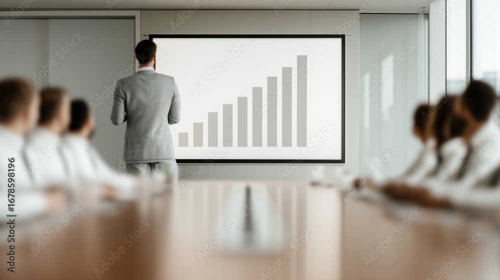 Business professional presenting an ESG report with renewable energy ...