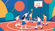 © BedRoses - Illustration of Student Playing Basketball Design Template with Playground Background