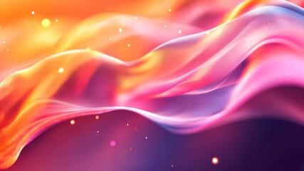 Abstract Colorful Wave with Glowing Particles Background.