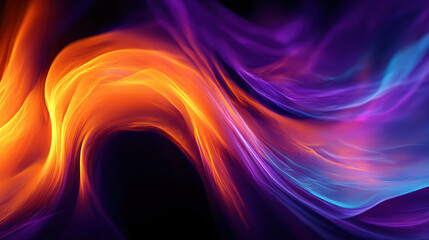 Wall Mural - vibrant abstract waves of orange, purple, and blue swirl together, creating dynamic and energetic vi