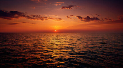 Wall Mural - breathtaking sunset over ocean creates serene atmosphere, with vibrant hues of orange and purple ref