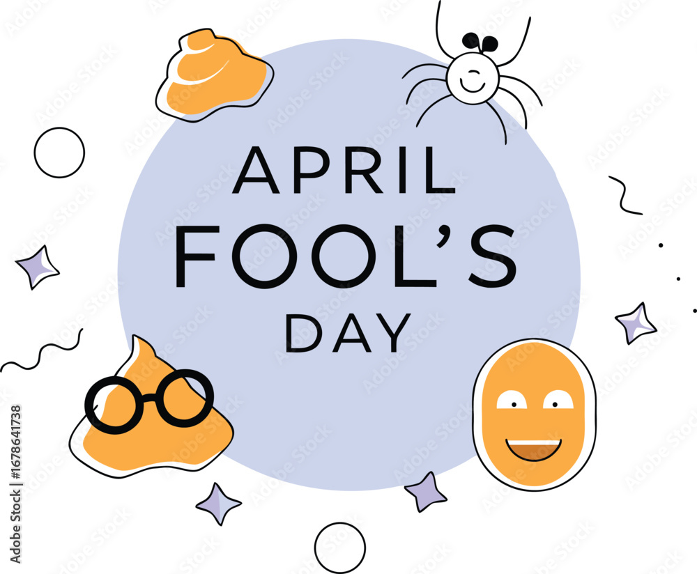 April fools day with poop and spider celebration of humor and jokes on ...