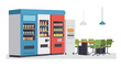 © Sapphire - Office break room with vending machines and seating area in modern flat design