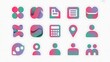 © cd - Game Graphics Flat Gradient Icons Set, A set of 15 colorful, gradient-colored, abstract 3d icons on a white background, isometric web icon set, created with generative ai