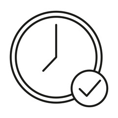 On time icon. Clock checkmark symbol. Task done Vector. Time management illustration.