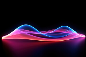 Wall Mural - neon wave wireframe light neon purple.