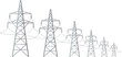 © Creatives Mind - High voltage electricity pylons, steel lattice power transmission towers, electric utility poles