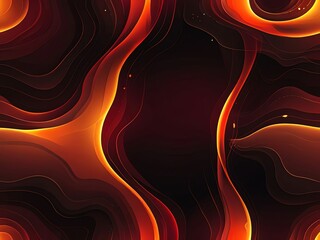 Wall Mural - abstract fiery orange and dark red swirling shapes digital art