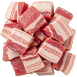 Pile of raw pork belly cubes ready for cooking