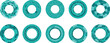 © Ahmad - Ten teal circular designs with varying patterns and textures, arranged in two rows on a white background.
