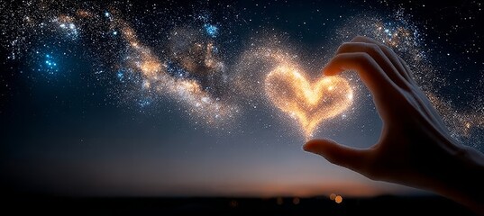 Wall Mural - Stunning Heart Shaped Cosmic Nebula Glowing in the Night Sky, Symbolizing Love and Peaceful Moments