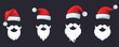 © dariachekman - Set of Santa Claus hats. Red Santa hats with beard and mustache. Vector.