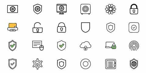 Enhance your security with these professional line icons for web and application development projects
