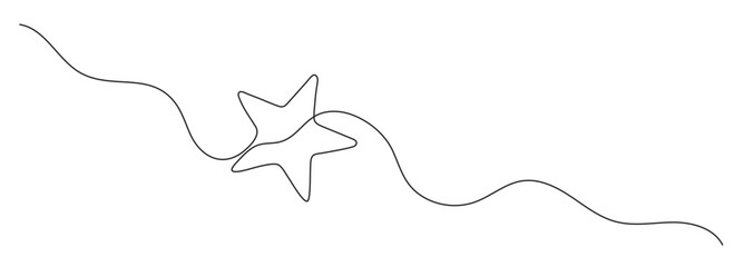 Continuous one editable line of stars. Minimalistic vector drawing