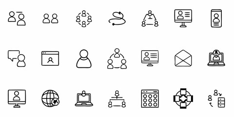 Modern communication and business network icons streamline digital interactions and team collaboration