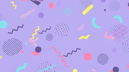 Wall Mural - Purple 90s Retro Geometric Pattern Background