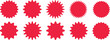© mstrunaakhtar - Red starburst sale stickers with zigzag edges set. Price tags special offer silhouette color starburst sticker, sale sticker, price quality, mark retro and  stars sale and badges