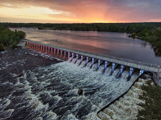 Wall Mural - Colorful Dam at Sunset