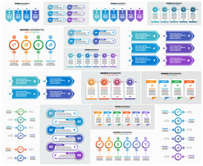 Wall Mural - big collection of business infographic design template with options, steps or processes. can be used