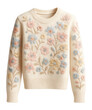 © studioworkstock - Knit sweater with embroidered floral motifs in pastel colors on a cream base