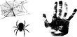 © Artem - Black and white spider set with web and distressed handprint design for urban art