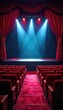 © Jameo - A dazzling Broadway stage, lights shining bright on empty velvet seats, ready for the curtain to rise The anticipation is palpable, the magic about to begin , red, city
