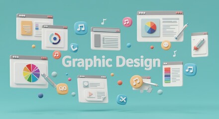 Graphic design elements with window icons