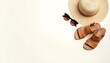 © Ai Technology - Summer vacation essentials straw hat sunglasses and sandals
