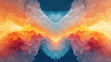 Wall Mural - vibrant abstract clouds in hues of orange and blue, reating a dynamic and captvating visual landscap